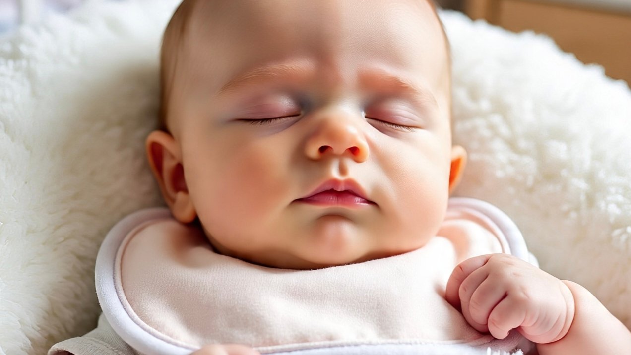 Close-up of baby upper lip showing lip tie frenulum attachment