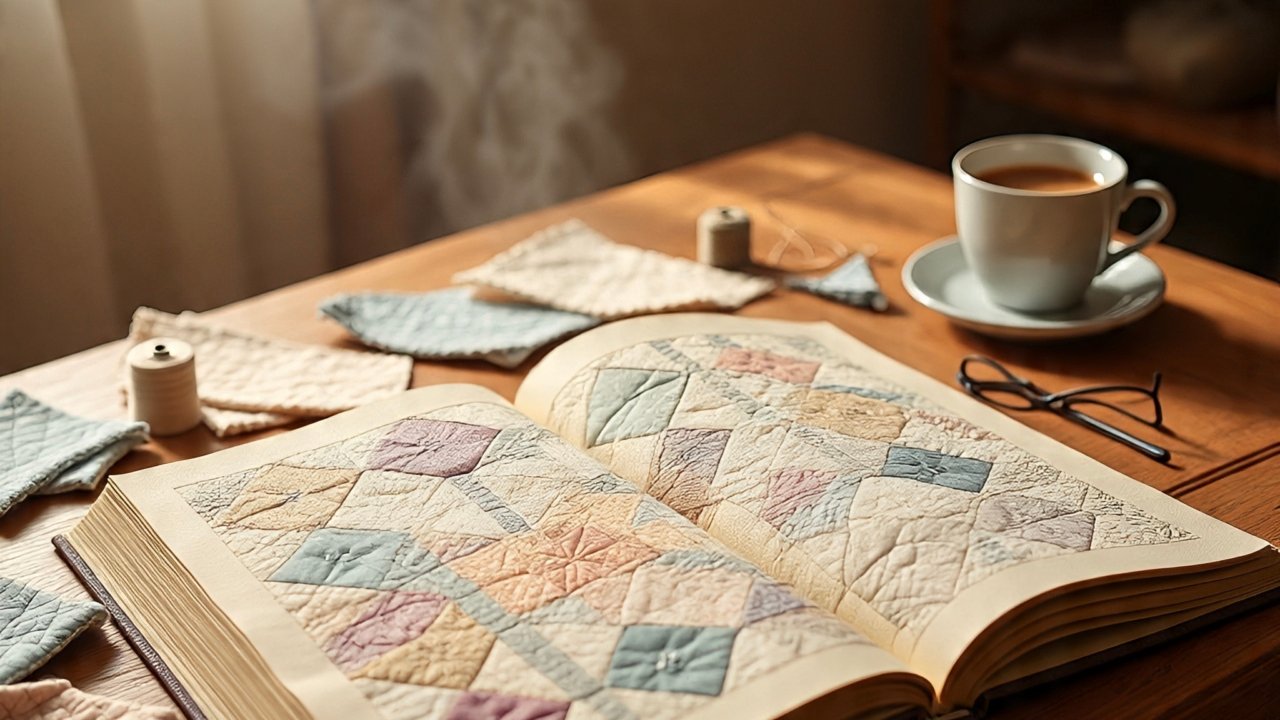Handmade pastel baby quilt with patchwork squares in nursery