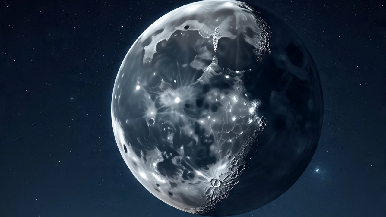 Two overlapping lunar phases forming a complete moon cycle representing compatibility